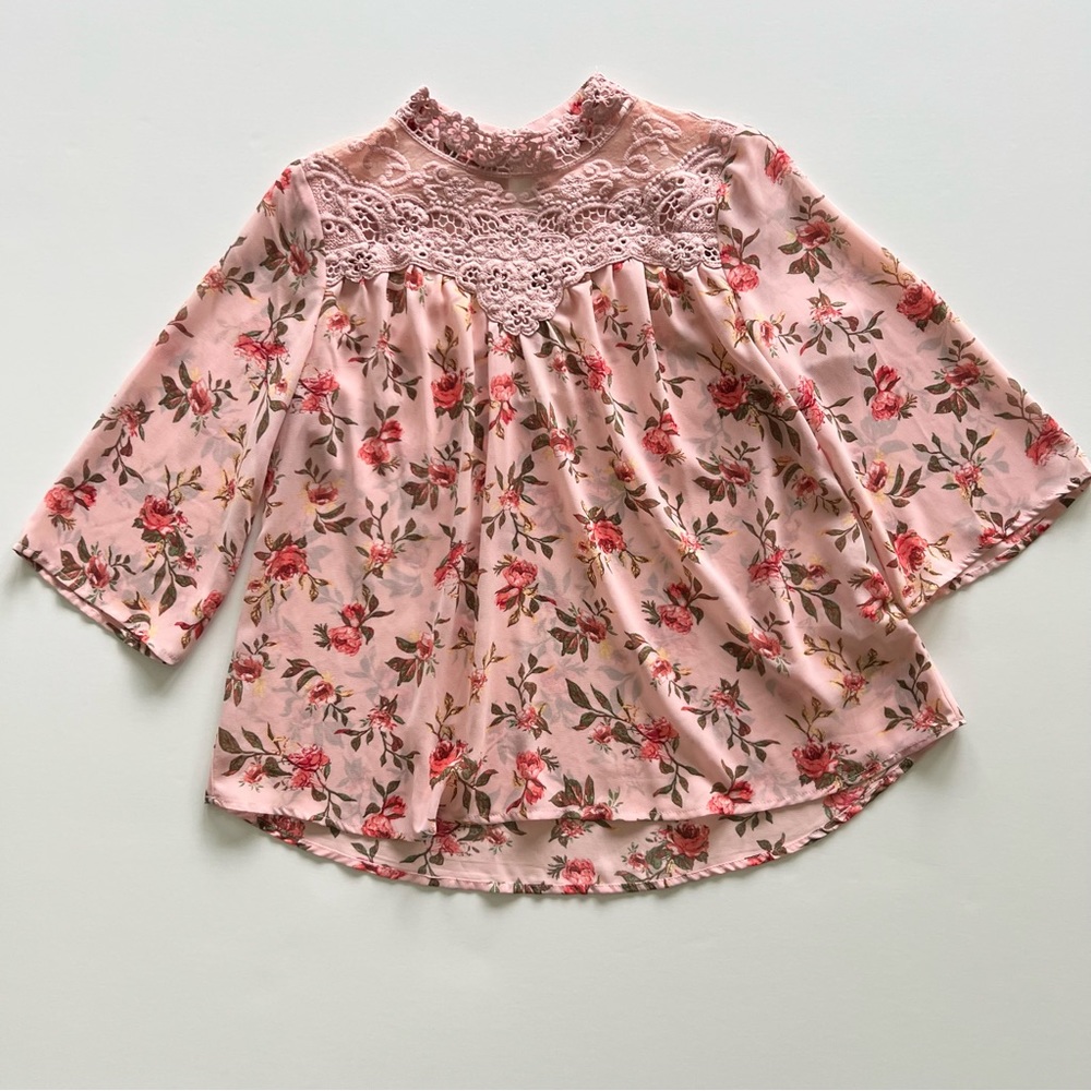 Self Esteem Pink Floral Blouse, Small